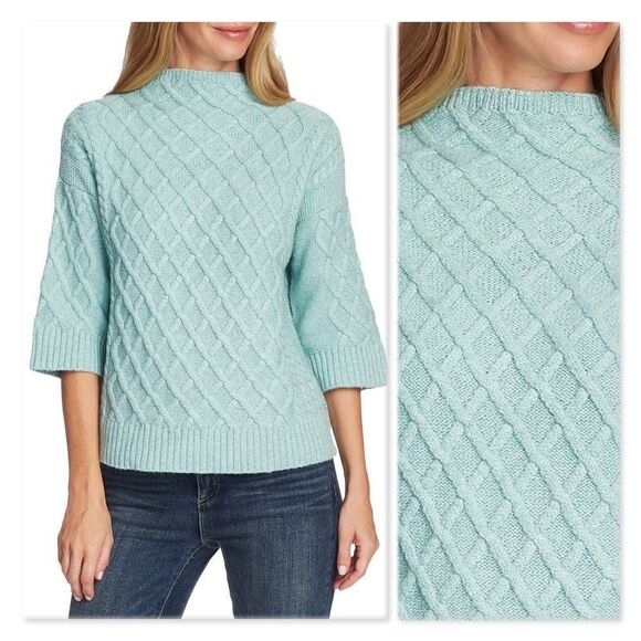 Vince Camuto Chunky Cable Knit Funnel Neck Sweater - Picture 1 of 12
